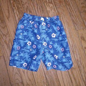 Boy's Tropical Print Swim Trunks